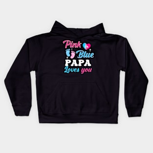 Pink Blue Papa Love You Gender Reveal Kids Hoodie